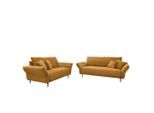 P & B , Goldfarben , Textil , Füllung: Schaumstoff , Made in Europe , Rücken echt, Armteil links, Armteil rechts , Wohnzimmer, Sofas & Couches, Sofas, Weitere Sofas