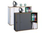 VCM Büroschrank mit 2 Fächern moderner Aktenschrank mit Schiebetüren Maße ca. H. 74 x B. 100 x T. 37 cm– Salia 2-Fach