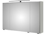 Spiegelschrank SAPHIR "3 Drehtüren einfach verspiegelt und 6 Glaseinlegeböden", weiß glanz, B:110cm H:70,3cm T:14,9cm, Holzwerkstoff, Schränke, Spiegelschrank