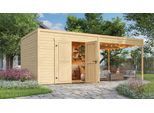 Gartenhaus WEKA "Batu 3 mit Anbau", natur, ohne Fußboden, ohne Dacheindeckung, Massivholz, Gartenhäuser, Gartenhaus