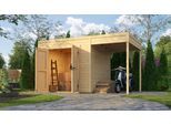 Gartenhaus WEKA "Batu 2 mit Anbau", beige (natur), ohne Fußboden, ohne Dacheindeckung, Massivholz, Gartenhäuser, Gartenhaus