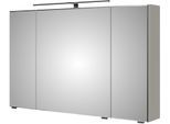 Spiegelschrank SAPHIR "3 Drehtüren einfach verspiegelt und 6 Glaseinlegeböden", kaschmir matt, B:110cm H:70,3cm T:14,9cm, Holzwerkstoff, Schränke, Spiegelschrank