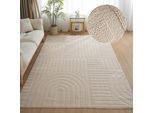 Teppich OTTO HOME "Neele, Boho-Design, Hoch-Tief, waschbar", beige, B:180cm H:12mm L:280cm, Kunstfaser, Teppiche, Teppich, 3D Optik, Skandinavisch, Designteppich, Wohnzimmer, Schlafzimmer