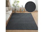 Teppich OTTO HOME "Neele, Boho-Design, Hoch-Tief, waschbar", grau (dunkelgrau), B:120cm H:12mm L:180cm, Kunstfaser, Teppiche, Teppich, 3D Optik, Skandinavisch, Designteppich, Wohnzimmer, Schlafzimmer