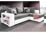 Ecksofa COLLECTION AB "John L-Form, B: 226 cm", grau (weiß, grau), B:226cm H:85cm T:160cm, Zierkissen: 100% Polyester;Struktur (100% Polyester);Kunstleder SOFTLUX / Struktur (80% Polyester; 20% Polyacryl);Microfaser PRIMABELLE (100% Polyester) / Struktur (100% Polyester), Sofas, Ecksofa, Bettfunktion, Bettkasten, Regalelement & 2 Zierkissen, Federkern