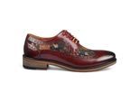Justin Reess Herren-Brogue-Schuhe aus weinrotem Leder mit Blumenmuster - Ross