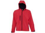 SOLS Heren Replay Soft Shell Jas met capuchon (Peperrood)