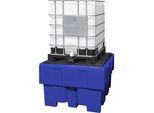 asecos PE-Auffangwanne, für 1 IBC/KTC-Container, Auffangvolumen 1000 l, mit PE-Rost