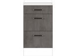 Auszugsunterschrank IMPULS KÜCHEN "Prag", in drei Breiten, Höhe: 72,3 cm", grau (beton, optik schiefer dunkelgrau), B:50cm H:72,3cm T:57,6cm, Dekorfolie, Holzwerkstoff, Schränke, Auszugsunterschrank, vormontiert, mit Soft-Close
