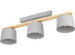 EGLO Deckenleuchte "MARIEL Deckenlampe, Stahl und Holz, E27, IP20, Wohnzimmerlampe, Lampe", grau (grau, braun), H: 25,5cm, 1 Stk., Leuchten, Wand-/Deckenleuchte, L91 x B19 x H25,5 cm, hellgrau, braun, Deckenleuchte