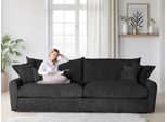 Big-Sofa HOME AFFAIRE "Finca XL, B: 190 cm", schwarz (grau), B:190cm T:123cm, 100% Polyester, Sofas, Big-Sofa, 4 Zierkissen, Mega-Sofa, in Cord oder Chenille-Struktur, Federkern