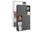 VCM Holz Büroschrank Ordner Aktenschrank Büromöbel Schrank Salia 5-fach Breite 100 cm Schiebetüren