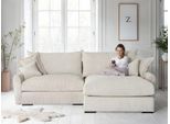 Ecksofa HOME AFFAIRE "Finca XL L-Form, B: 190 cm", beige (creme), B:190cm T:187cm, 100% Polyester, Sofas, Ecksofa, 4 Zierkissen, Mega-Sofa, in Cord oder Chenille-Struktur, Federkern
