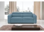 Schlafsofa EGOITALIANO "Cabiria, Design und super Sitz- und Liegekomfort", blau (hellblau), B:226cm H:97cm T:103cm, Luxus-Micofaser Lederoptik (100% Polyester) ist ein neues technisches Gewebe mit einem visuellen und taktilen Aspekt, der dem Nubuk sehr nahe kommt, mit innovativen Eigenschaften. Seine außerordentliche Weichheit kommt von einem exklusiven Produktionsprozess, der Unreinheiten und Unr