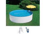 Rundpool SUMMER FUN "SKIMMY", weiß, H:90cm Ø:300cm, Schwimmbecken, Rundpool, 3-tlg., ØxH: 300x90 cm