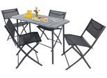 Garten-Essgruppe VCM "5 tlg. Bistroset Balkonset Gartenset Sumila 110x55", schwarz, B:110cm T:55cm, Obermaterial: 80% Textilmaterial TEXMAT. 20% Metall MT., Sitzmöbel-Sets, Garten-Essgruppe