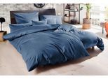 Bettwäsche PRIMERA "Uni Luxus-Satin in Gr. 135x200, 155x220 oder 200x200 cm", blau (denim), B/L: 200cm x 200cm, 1 Stk., 2 Stk., Satin, B/L: 80cm x 80cm, 3 Stk., Satin, Obermaterial: 100% Baumwolle, Bettwäsche, Bettwäsche, Bettwäsche aus Baumwolle, unifarbene Bettwäsche mit Reißverschluss