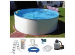 Rundpool CLEAR POOL "MAUI II", weiß, H:120cm Ø:450cm, Schwimmbecken, Rundpool, inkl. umfangreichem Zubehör in verschiedenen Größen