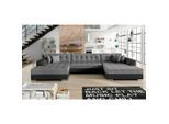 P & B Wohnlandschaft, Schwarz, Graphit, Kunststoff, 5-Sitzer, 359x165 cm, Made in EU, Liegefunktion, Wohnzimmer, Sofas & Couches, Wohnlandschaften
