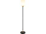 GLOBO LIGHTING Stehlampe "ROWENA", schwarz matt, 1, Ø 18cm H: 150cm, 1 Stk., Leuchten, Stehleuchte schwarz & Holz, Fußschalter, warmes Licht, elegant, Stehlampe
