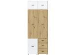 Möbelix , Weiß, Eiche Artisan , Holzwerkstoff , 1 Fächer , 3 Schublade(n) Schubladen , 90x239.40x52.1 cm , Beimöbel erhältlich ,