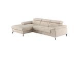 Livetastic , Beige , Textil , Ottomane links, L-Form , 244x166 cm , Made in EU , Stoffauswahl, Liegefunktion, Rücken echt, Armteil rechts , Wohnzimmer, Sofas & Couches, Schlafsofas, Ecksofas mit Schlaffunktion