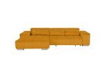 Livetastic , Currygelb , Textil , Uni , Ottomane links, L-Form , 307x186 cm , Made in EU , elektrischer Sitzvorzug ,