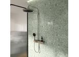 Ideal Standard Solos Duschsystem A7883GN mit Aufputz-Brausethermostat Ceratherm Navigo® mit Ablage, Kopfbrause mit LED-Leuchtring, 3-Funktions-Hand- & Kopfbraus, Silver Storm