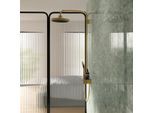Ideal Standard Solos Duschsystem A7883A2 mit Aufputz-Brausethermostat Ceratherm Navigo® mit Ablage, Kopfbrause mit LED-Leuchtring, 3-Funktions-Hand- & Kopfbraus, Brushed Gold