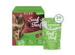 Lyra Pet Lecker.Pet Surf'n'Turf Pouches Katzenfutter in feiner Jelly Nassfutter 4er Mix Multipack 24x1 Stück