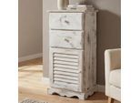 Kommode Schrank, 81x40x32cm, Shabby-Look, Vintage ~ weiß