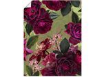 Poster ARTLAND "Dunkle Rosen auf Grün", pink (farbe bild(er): pink), B:30cm H:40cm, Bilder, Poster, ohne Rahmen