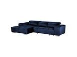 Livetastic , Dunkelblau , Textil , Uni , Ottomane links, L-Form , 307x186 cm , Made in EU , elektrischer Sitzvorzug ,