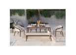 Ambia Garden Gartentischgruppe , Beige, Teakfarben , Metall, Textil, Stein , Füllung: Schaumstoff,Schaumstoff , rechteckig , konisch , Gartenmöbel, Gartentische