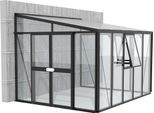 Anlehngewächshaus VITAVIA "Helena 8600", schwarz, B:334cm T:266cm, Gewächshäuser, Anlehngewächshaus, Alu-Profile, 3 mm Sicherheitsglas, Dach 10 mm Hohlkammerplatten