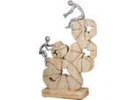 Skulptur GILDE "Skulptur To the peak", braun (naturfarben, silberfarben), B:29cm H:45cm T:9cm, Mangoholz, Dekofiguren, Skulptur