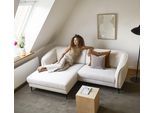 Ecksofa FLEXLUX "Belle Designsofa, bequem durch Kaltschaum im Sitz", weiß (sanftes weiß), B:218cm H:74cm T:149cm, 100% Polyester, Sofas, Ecksofa, Skandinavisches Design, In hochwertiger Verarbeitung, B/T 218/149 cm