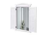 Wandspiegel Badspiegel Badezimmer Spiegelfenster mit Fensterläden, 71x46x5cm ~ shabby weiß