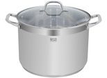 Kochtopf RESTO KITCHENWARE "Libra, Topf energiesparend und spülmaschinenfest", silber (silberfarben), B:30cm H:22,5cm L:40,5cm Ø:30cm, Töpfe, Kochtopf, Induktion, für alle Herdarten geeignet mit hitzebeständigem Glasdeckel