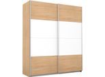 Schwebetürenschrank RAUCH "Quadra Kleiderschrank Schrank Gaderobe", weiß (struktureichefarben hell, weiß), B:181cm H:210cm T:62cm, Holzwerkstoff, Schränke, Schwebetürenschrank, mit Möglichkeit zur individuellen Frontgestaltung, leichtgängige Türen
