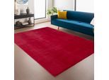 Teppich AYYILDIZ TEPPICHE "JOY 1400, auch als Läufer", rot, B:120cm H:11mm L:160cm, Polyester, Teppiche, Teppich, besonders weich, uni Kurzflor, Wohnzimmer, Kinderzimmer