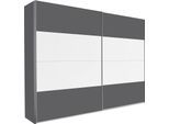 Schwebetürenschrank RAUCH "Quadra Kleiderschrank Schrank Gaderobe", weiß (grau metallic, weiß), B:226cm H:230cm T:62cm, Holzwerkstoff, Schränke, Schwebetürenschrank, mit Möglichkeit zur individuellen Frontgestaltung, leichtgängige Türen