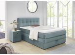 Boxspringbett JOCKENHÖFER GRUPPE "Amy im Bezugsstoff: Samtoptik", petrol 341, 13, L:217cm, Bezug Bett: samtähnlich (100% Polyester);Topper und Matratzenspiegel: 100% Polyester, Komplettbetten, Boxspringbett, mit Bettkasten und Kaltschaum-Topper, erhältlich in 120, 140 & 180cm