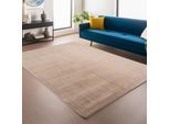 Teppich AYYILDIZ TEPPICHE "JOY 1400, auch als Läufer", beige, B:60cm H:11mm L:100cm, Polyester, Teppiche, Teppich, besonders weich, uni Kurzflor, Wohnzimmer, Kinderzimmer