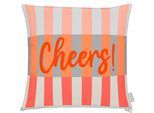 Dekokissen APELT "3801", orange (orange, grau, bedruckt), B:49cm L:49cm, Obermaterial: 75% Polyester, 25% Baumwolle, Dekokissen_Sitzkissen_Kissenhüllen