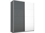Schwebetürenschrank RAUCH "Quadra Kleiderschrank Schrank Gaderobe", weiß (grau metallic, weiß), B:181cm H:230cm T:62cm, Holzwerkstoff, Schränke, Schwebetürenschrank, mit Möglichkeit zur individuellen Frontgestaltung, leichtgängige Türen