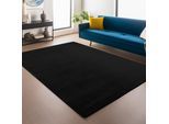 Teppich AYYILDIZ TEPPICHE "JOY 1400, auch als Läufer", schwarz, B:240cm H:11mm L:340cm, Polyester, Teppiche, Teppich, besonders weich, uni Kurzflor, Wohnzimmer, Kinderzimmer