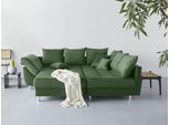 Ecksofa COLLECTION AB "Innsbruck L-Form, B: 247 cm", grün (flaschengrün), B:247cm H:87cm T:189cm, Microfaser PRIMABELLE (100% Polyester), Struktur (90% Polyester, 10% Polyacryl), Samtvelours (100% Polyester), Luxus-Microfaser Antiklederoptik (100% Polyester), Sofas, Ecksofa, Set: Sofa & Hocker, 3 Zierkissen, Federkern