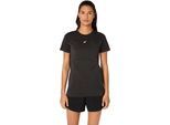 Laufshirt ASICS "ROAD SEAMLESS SS TOP", Damen, Gr. XS, performance schwarz, graphite grau, Obermaterial: 65% Polyamid, 35% Polyester, Shirts Laufshirt, nahtlose Strickkonstruktion, mit kurzen Ärmeln, mit Daumenlöchern
