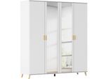 Kleiderschrank RAUCH "Skandi Kinderzimmer Schlafzimmerschrank FALUN", weiß (alpinweiß), B:182cm H:203cm T:53cm, Holzwerkstoff, Schränke, Kleiderschrank, im modernen Skandi-Look, Füße/Griffe Eiche massiv MADE IN GERMANY